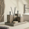 Gray Travertine Bathroom Accessories with Silver-Tone Pump video showcase