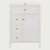Slow cinematic tour of the white bathroom vanity with gold hardware from real product photography
