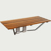 Slow cinematic tour of the foldable teak shower bench from real product photography