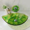 Green Leaf Tempered Glass Vessel Sink with Chrome Waterfall Faucet video showcase