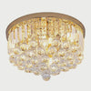 Slow cinematic tour of the gold crystal drum flush mount light from real product photography