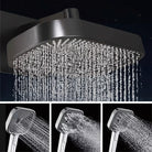 Rainfall shower head with handheld showing three spray modes